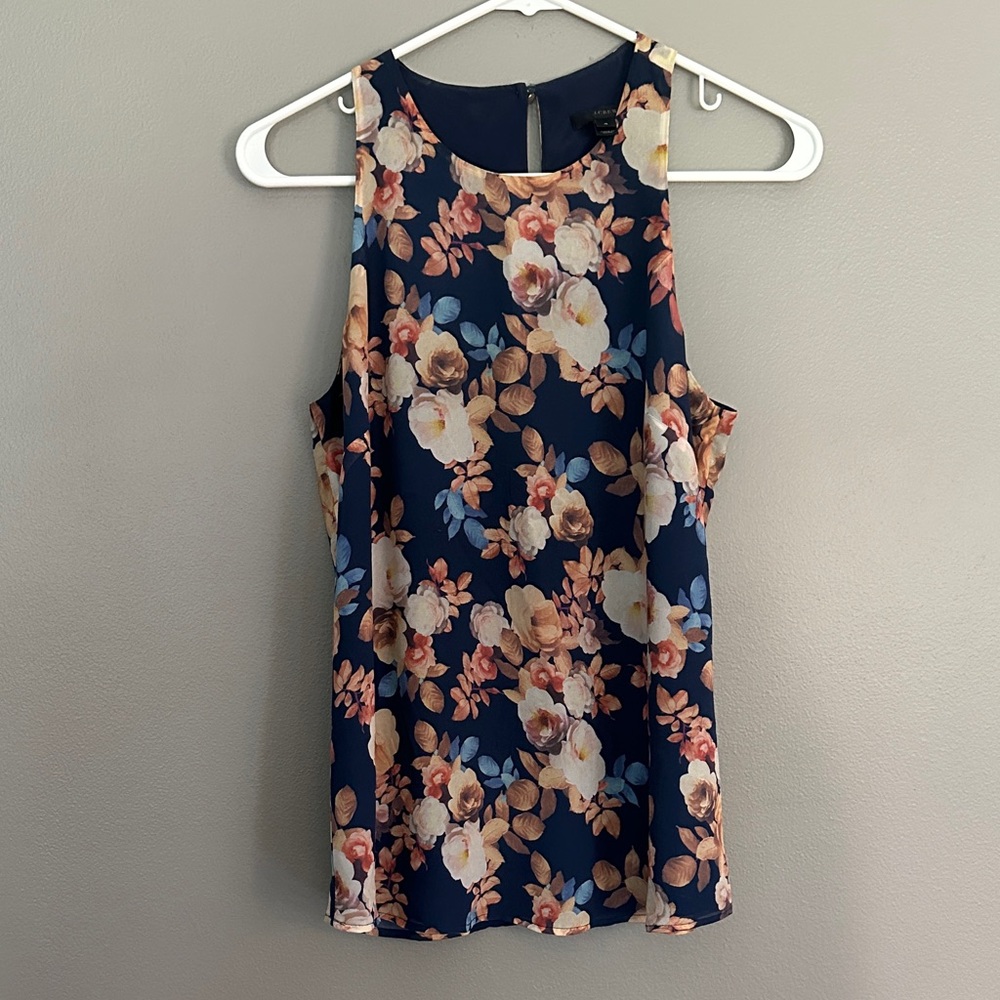 J.Crew Floral Sleeveless Top - Navy and Peac